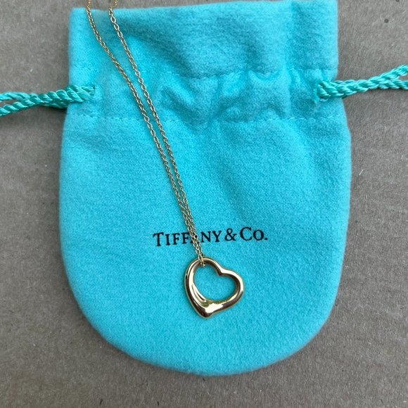Tiffany Elsa Peretti Open Heart Pendant in 18K Rose Gold
